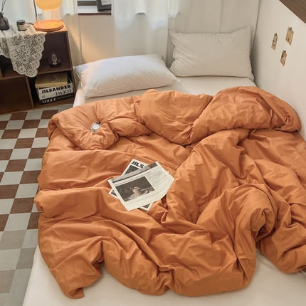 2025新款40长绒棉ins美拉德色系纯色全棉单品四件套床笠四件套系列--单被套 橘
