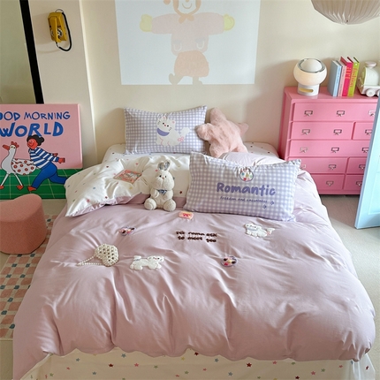 美乐迪家纺 2025新款全棉毛巾绣四件套 许愿猫