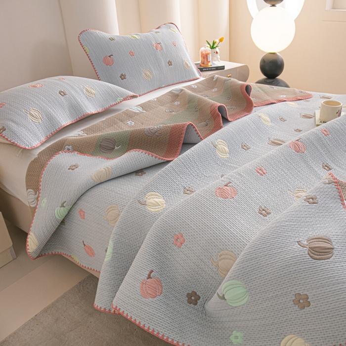 91家纺网 家纺一手货源 找家纺 手艺人2025新款A类宝宝四季全棉提花双面可铺盖床盖榻榻米炕盖炕垫盖毯AC01-AC10 AC08灰