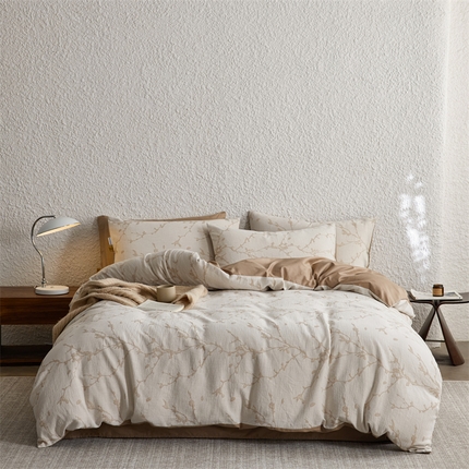 91家纺网 家纺一手货源 找家纺 （总）凯磊家纺 2025新款色织提花双层纱四件套