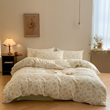 2025新款A类母婴级有氧全棉纯棉双层纱纯棉印花四件套 场景一 郁金绮梦