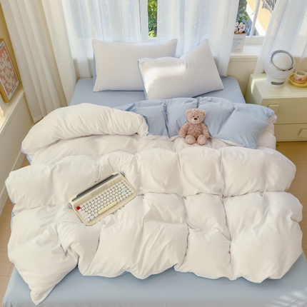 91家纺网 家纺一手货源 找家纺 （总）优佳优品 2024新款亲肤水洗棉纯色四件套