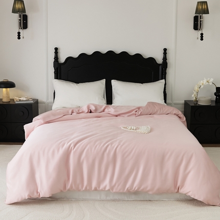 EH家居 2025春夏天丝纯色单被套 慕斯粉