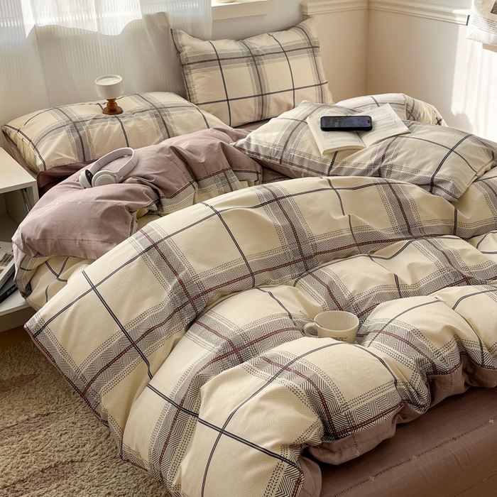 91家纺网 家纺一手货源 找家纺 西引力 2025开春新款全棉印花四件套单被套系列 曲美空间