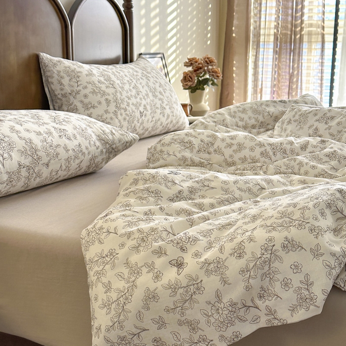 91家纺网 家纺一手货源 找家纺 2025新款A类母婴级有氧全棉纯棉双层纱纯棉印花四件套 场景二 莫奈庄园