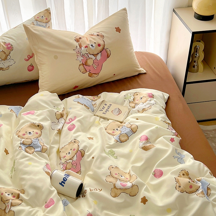 91家纺网 家纺一手货源 找家纺 春光里 2025新款水洗棉印花系列四件套 续写童话