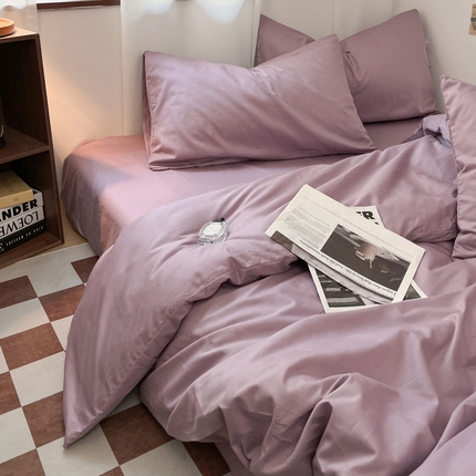 91家纺网 家纺一手货源 找家纺 （总）2025新款40支长绒棉ins美拉德色系纯色全棉四件套床笠极简三件套纯棉四件套系列--四件套