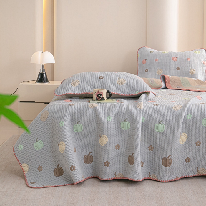 91家纺网 家纺一手货源 找家纺 手艺人2025新款A类宝宝四季全棉提花双面可铺盖床盖榻榻米炕盖炕垫盖毯AC01-AC10 AC08灰