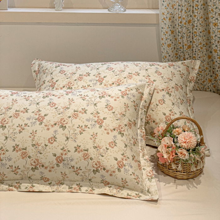 91家纺网 家纺一手货源 找家纺 2025春夏新款全棉花卉系列印花单枕套 露丝