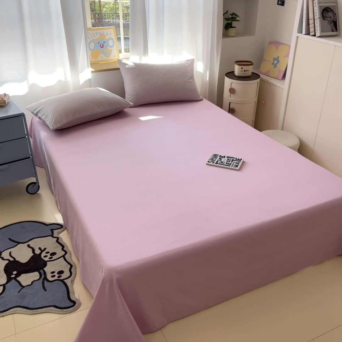 91家纺网 家纺一手货源 找家纺 泽西家纺+V17798841158发大图 2025新款A类全棉13376单品床单 芋泥紫