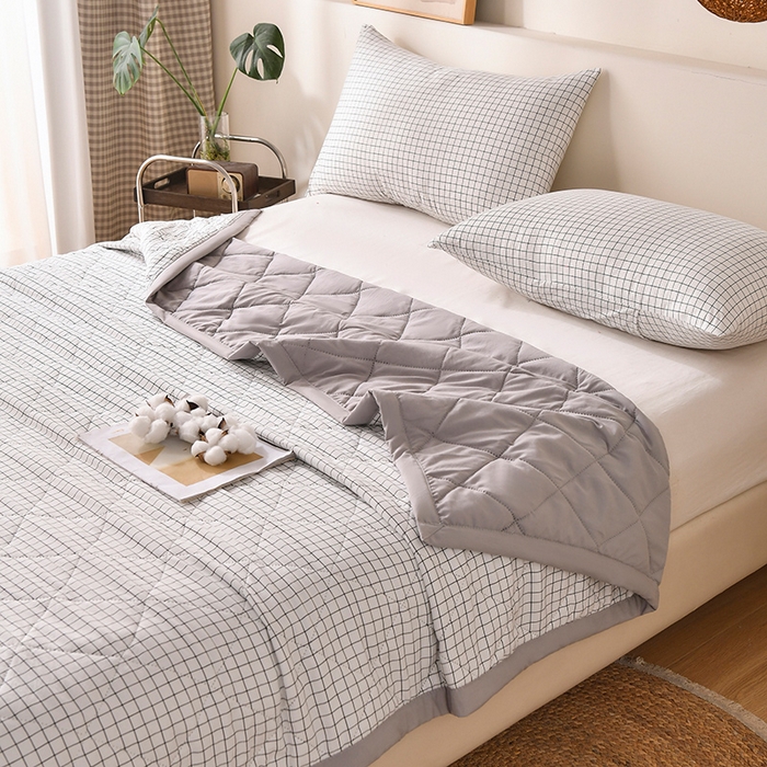 91家纺网 家纺一手货源 找家纺 培童 2025水洗棉夏被夏凉被空调被超声波压花礼品直播引流爆款 白小格