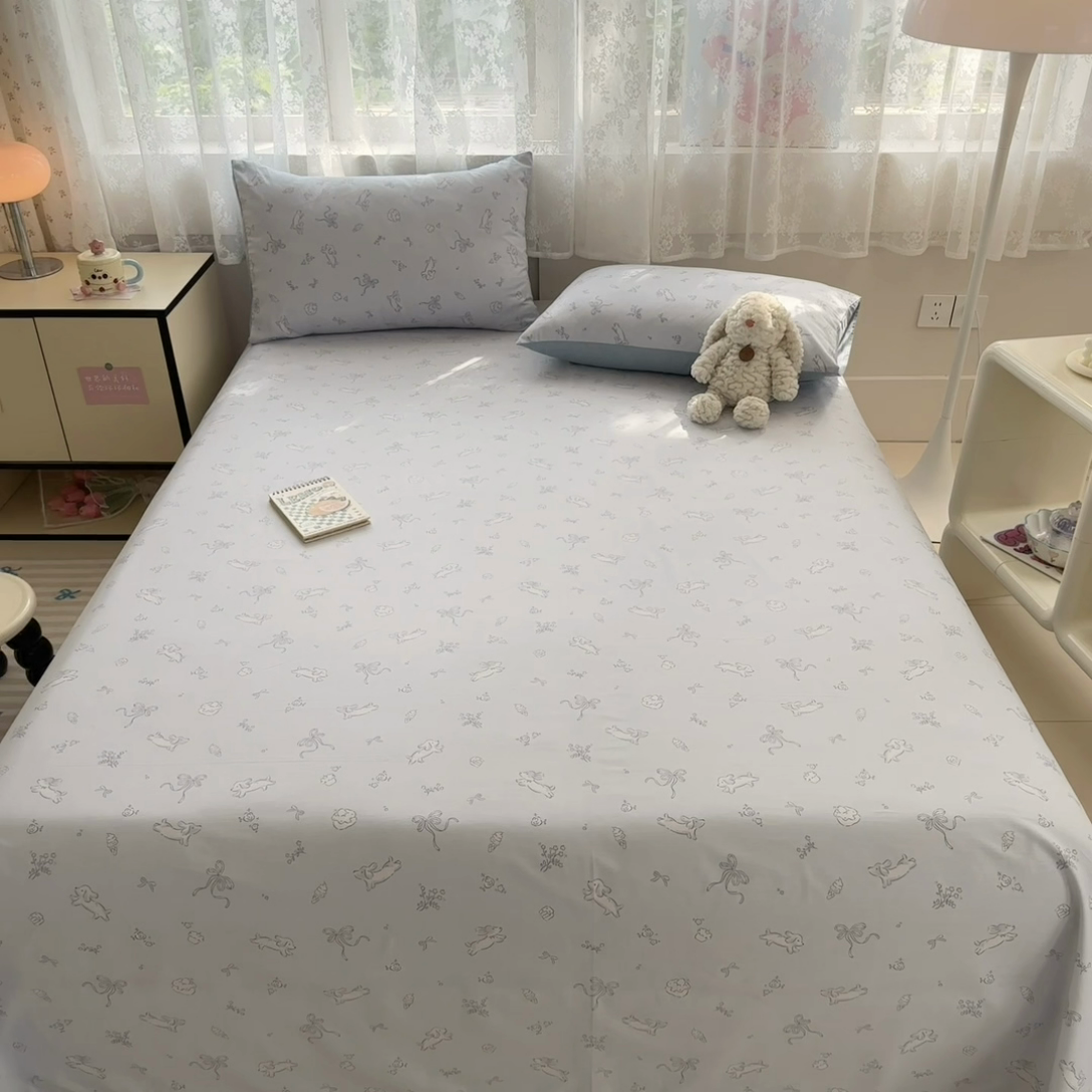 91家纺网 家纺一手货源 找家纺 晨希2025新款13070全棉印花单品床单枕套 晚风逐梦