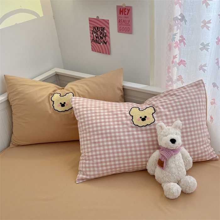 91家纺网 家纺一手货源 找家纺 呗旺鹿 2025新款A类全棉色织水洗棉毛巾绣系列四件套 跳跳狗