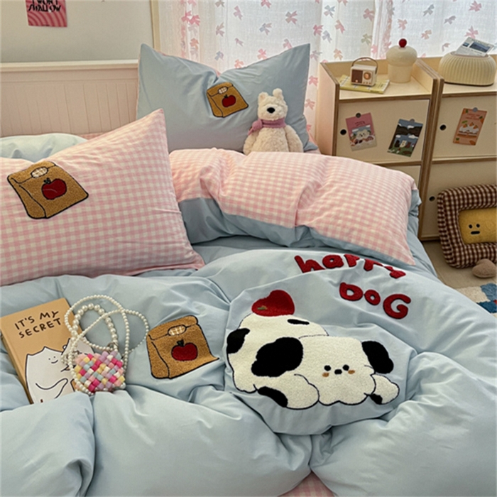 91家纺网 家纺一手货源 找家纺 （总）呗旺鹿 2025新款A类全棉色织水洗棉毛巾绣系列四件套