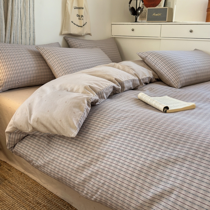 91家纺网 家纺一手货源 找家纺 清雅福2025全棉13372极简风四件套 雷顿