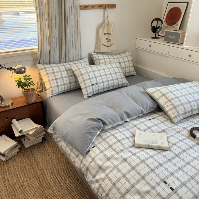 91家纺网 家纺一手货源 找家纺 清雅福2025全棉13372极简风四件套 香奈格