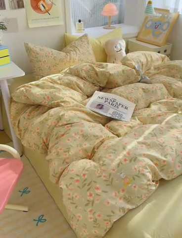 91家纺网 家纺一手货源 找家纺 颜选 2025新款水洗棉印花四件套【提供买家秀】 欣野