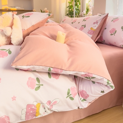 91家纺网 家纺一手货源 找家纺 雅阁尔2025新款直播热款水洗棉四件套小碎花床单被套三件套 款款诗意