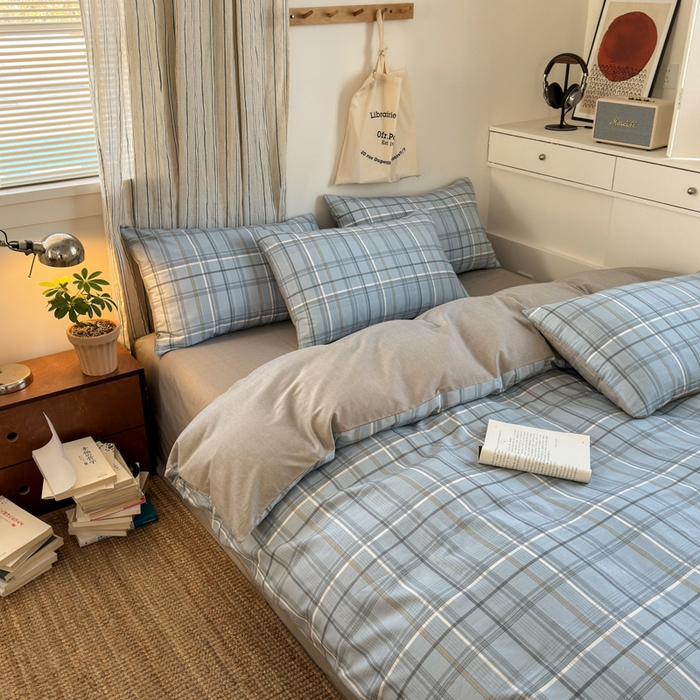 91家纺网 家纺一手货源 找家纺 清雅福2025全棉13372极简风四件套 简约