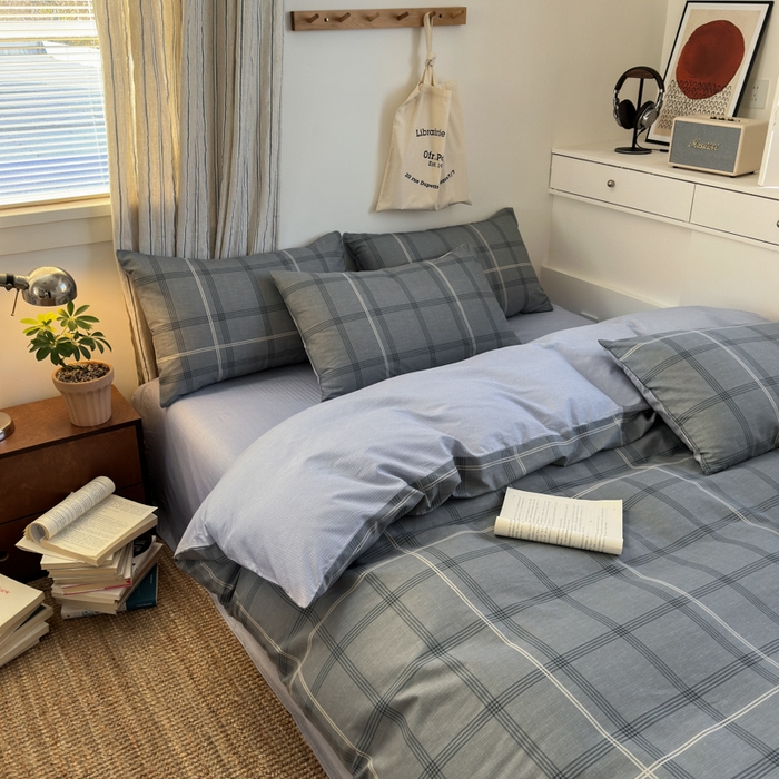 91家纺网 家纺一手货源 找家纺 （总）清雅福2025全棉13372极简风四件套单被套