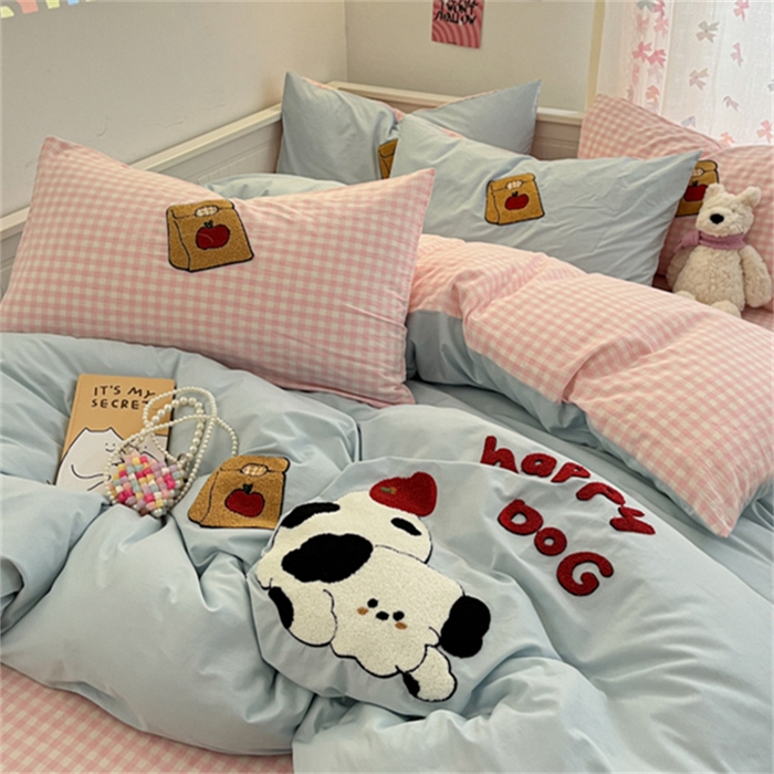 91家纺网 家纺一手货源 找家纺 （总）呗旺鹿 2025新款A类全棉色织水洗棉毛巾绣系列四件套