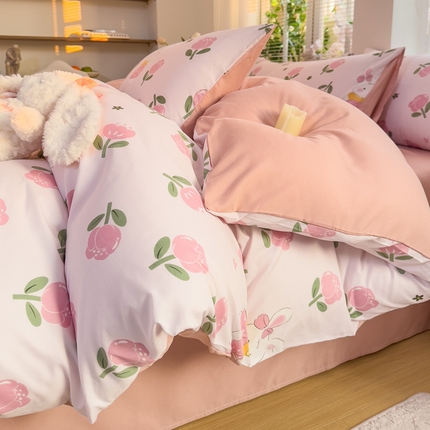 雅阁尔2025新款直播热款水洗棉四件套小碎花床单被套三件套 款款诗意