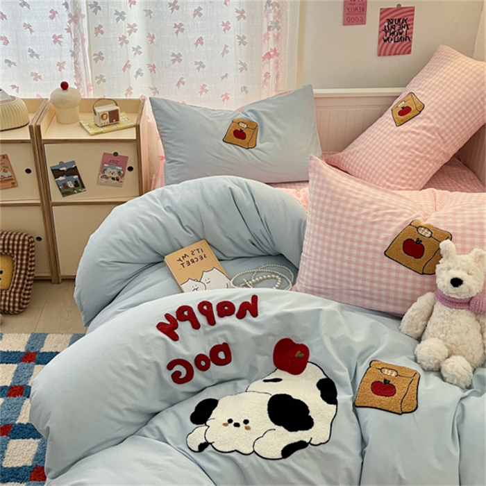 91家纺网 家纺一手货源 找家纺 （总）呗旺鹿 2025新款A类全棉色织水洗棉毛巾绣系列四件套