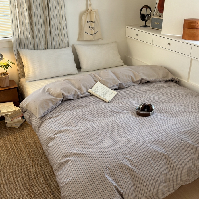 91家纺网 家纺一手货源 找家纺 清雅福2025全棉13372极简风四件套 雷顿