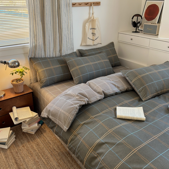 91家纺网 家纺一手货源 找家纺 清雅福2025全棉13372极简风四件套 回忆