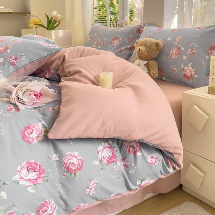 91家纺网 家纺一手货源 找家纺 （总）雅阁尔2025新款直播热款水洗棉四件套小碎花床单被套三件套 