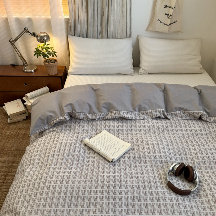 91家纺网 家纺一手货源 找家纺 清雅福2025全棉13372极简风四件套 新都时尚