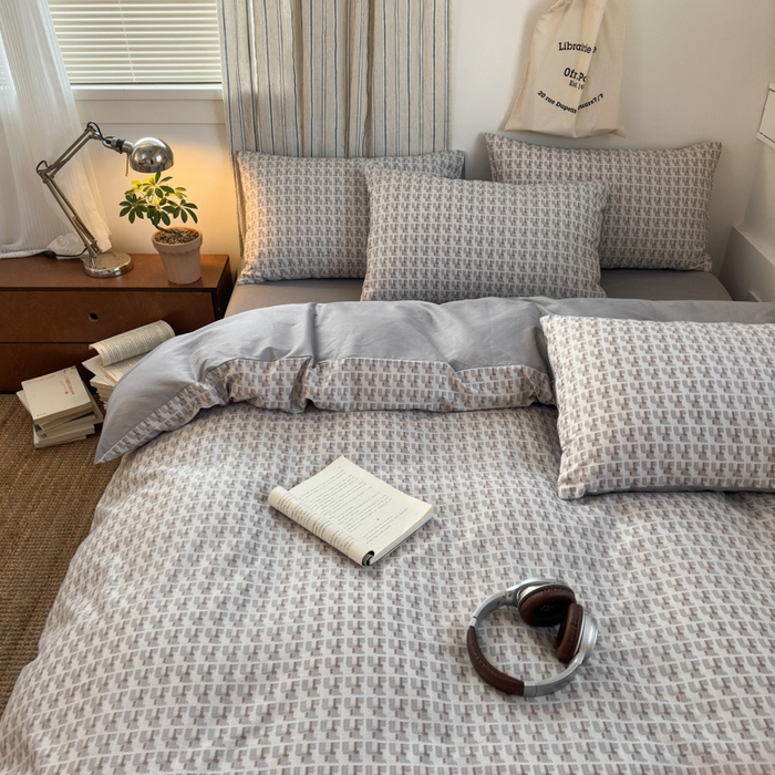 91家纺网 家纺一手货源 找家纺 清雅福2025全棉13372极简风四件套 新都时尚