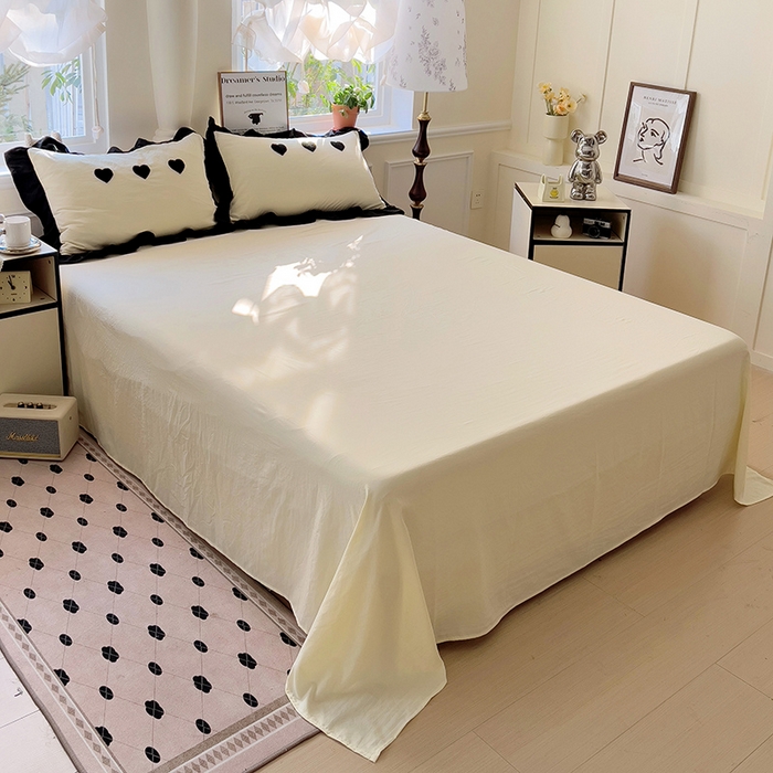 91家纺网 家纺一手货源 找家纺 梦之岛 2025新款韩版小香风赫本风云朵棉毛巾绣四件套 小香风爱心-奶黄