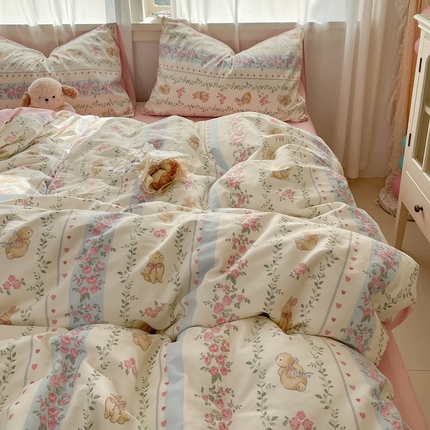 91家纺网 家纺一手货源 找家纺 （总）盛馨家纺 2025新款ins小清新全棉四件套三件套床笠四件套跑量款系列