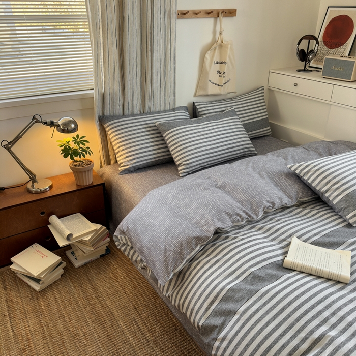 91家纺网 家纺一手货源 找家纺 清雅福2025全棉13372极简风四件套 逸梦