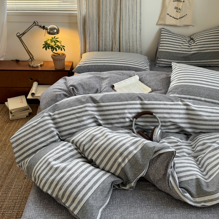 91家纺网 家纺一手货源 找家纺 清雅福2025全棉13372极简风四件套 逸梦