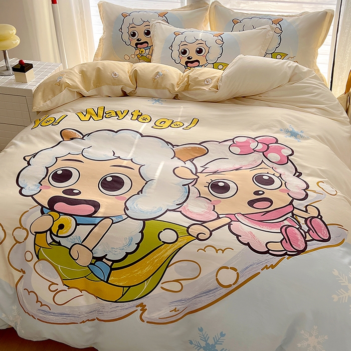 91家纺网 家纺一手货源 找家纺 浩诚 2025新款第一批正版喜羊羊全棉纯棉2025新款卡通大版四件套喜洋洋三件套（陆续更新花色）-提供买家秀 梦幻探险