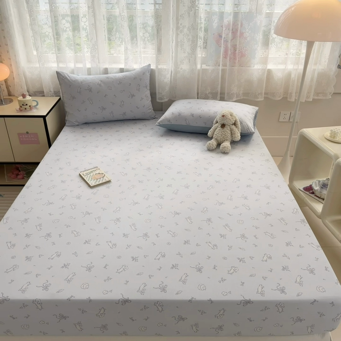 91家纺网 家纺一手货源 找家纺 晨希2025新款13070全棉印花单品床笠枕套 晚风逐梦