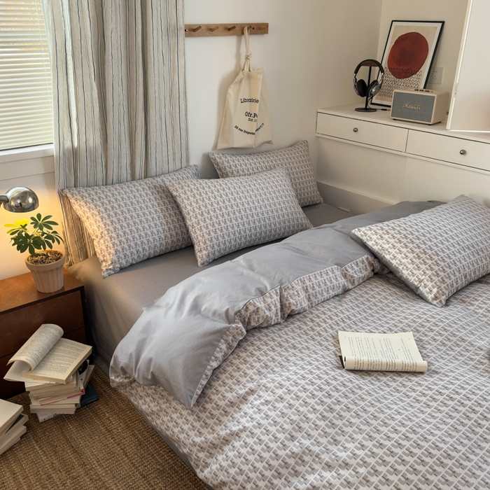 91家纺网 家纺一手货源 找家纺 清雅福2025全棉13372极简风四件套 新都时尚