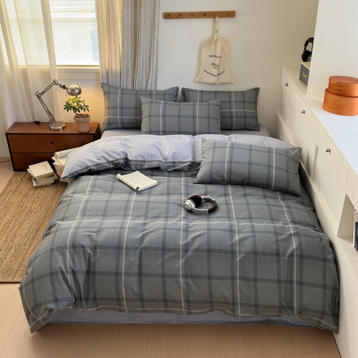 91家纺网 家纺一手货源 找家纺 清雅福2025全棉13372极简风四件套 北欧格