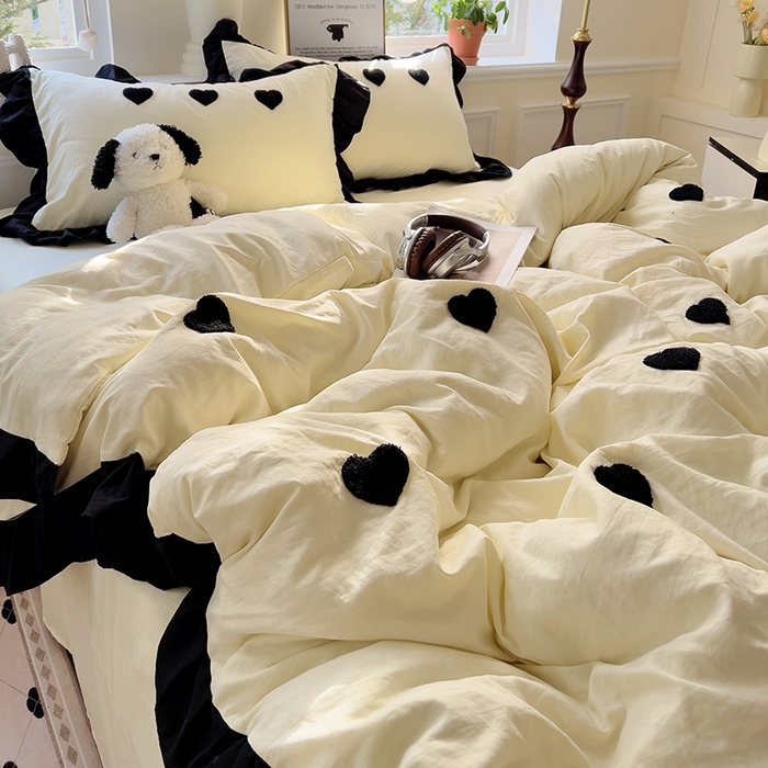 91家纺网 家纺一手货源 找家纺 （总）梦之岛 2025新款韩版小香风赫本风云朵棉毛巾绣四件套