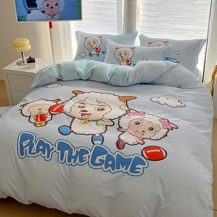 91家纺网 家纺一手货源 找家纺 浩诚 2025新款第一批正版喜羊羊全棉纯棉2025新款卡通大版四件套喜洋洋三件套（陆续更新花色）-提供买家秀 亲亲伙伴