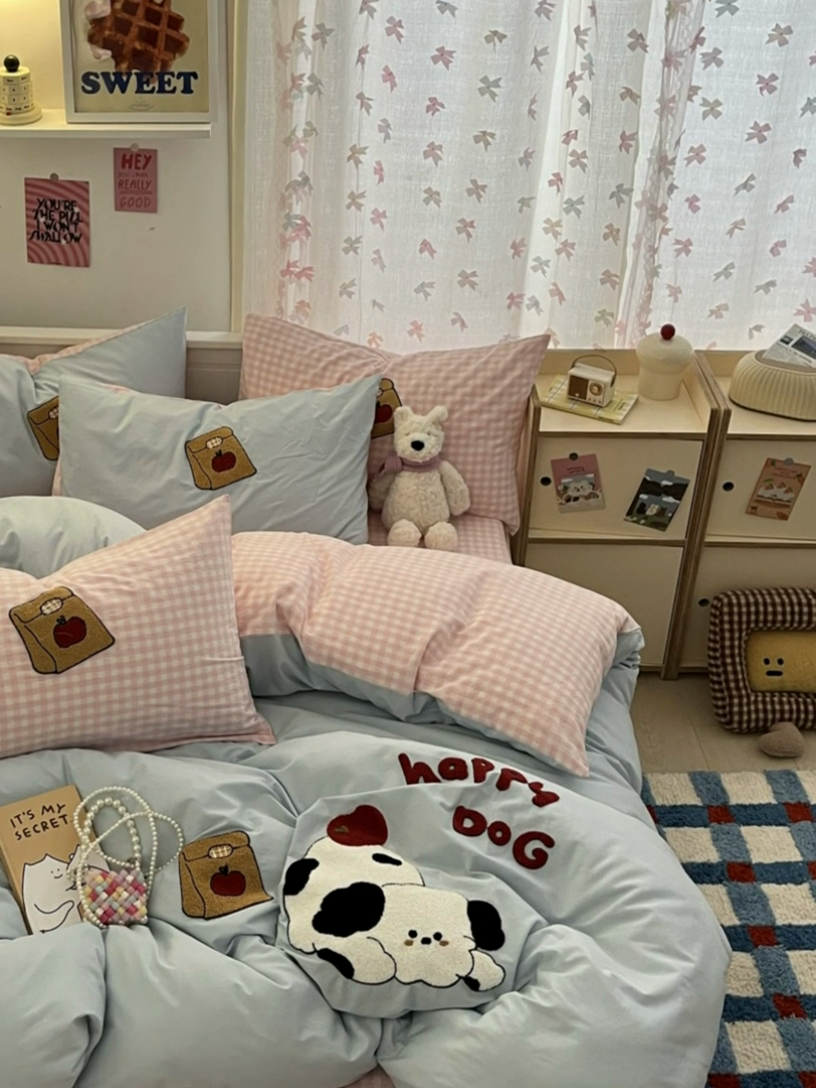 91家纺网 家纺一手货源 找家纺 （总）呗旺鹿 2025新款A类全棉色织水洗棉毛巾绣系列四件套