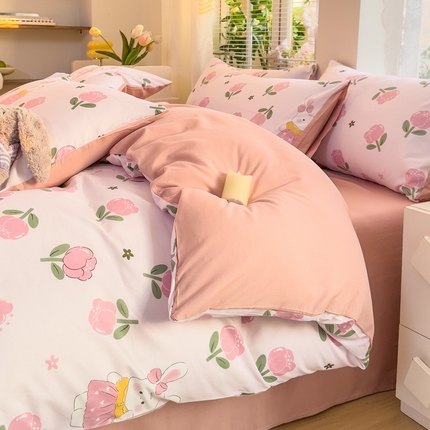 91家纺网 家纺一手货源 找家纺 （总）雅阁尔2025新款直播热款水洗棉四件套小碎花床单被套三件套 