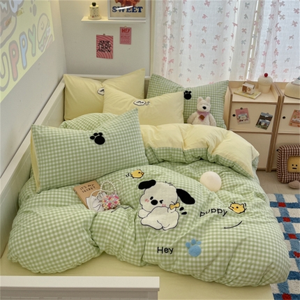 91家纺网 家纺一手货源 找家纺 （总）呗旺鹿 2025新款A类全棉色织水洗棉毛巾绣系列四件套