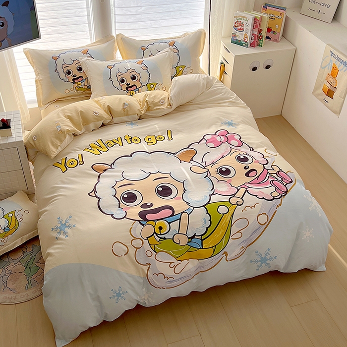 91家纺网 家纺一手货源 找家纺 浩诚 2025新款第一批正版喜羊羊全棉纯棉2025新款卡通大版四件套喜洋洋三件套（陆续更新花色）-提供买家秀 梦幻探险