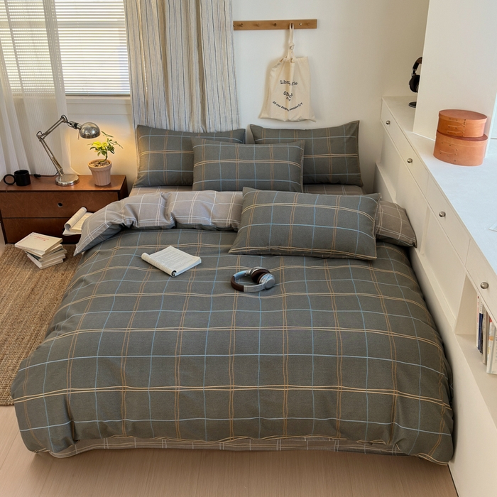 91家纺网 家纺一手货源 找家纺 清雅福2025全棉13372极简风四件套 回忆