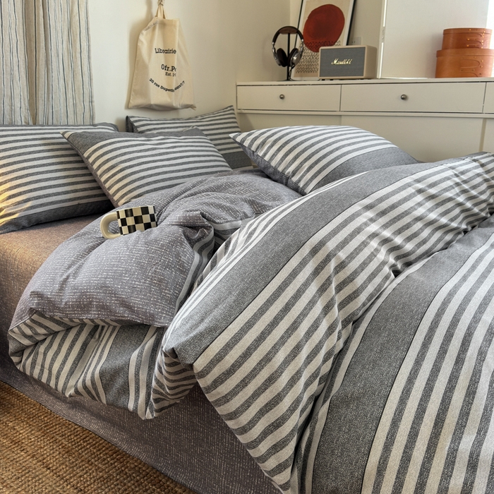 91家纺网 家纺一手货源 找家纺 清雅福2025全棉13372极简风四件套 逸梦