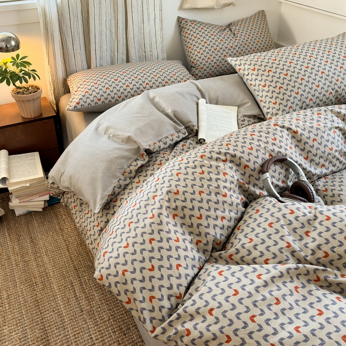 91家纺网 家纺一手货源 找家纺 清雅福2025全棉13372极简风四件套 流行驿站-桔