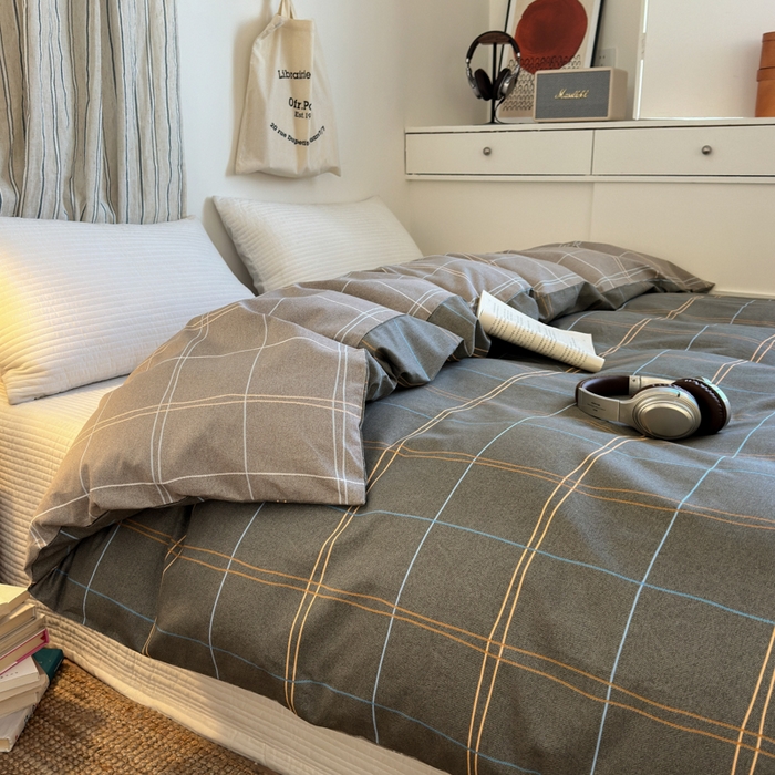 91家纺网 家纺一手货源 找家纺 清雅福2025全棉13372极简风四件套 回忆